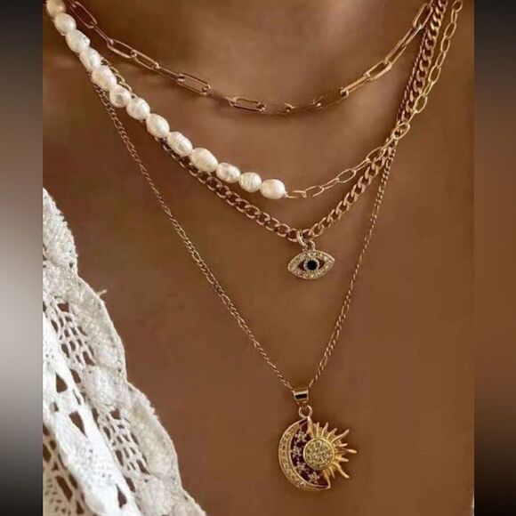 Layered boho necklace S411 - Picture 1 of 3